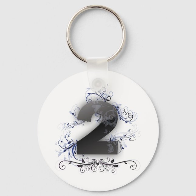 Beautiful designed number 2 key ring (Front)