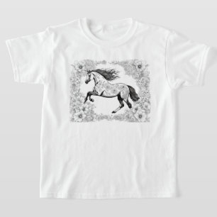 Beautiful Detailed Horse & Flowers Paint a T-Shirt