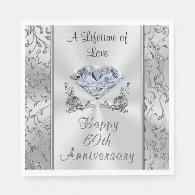 Beautiful Diamond 60th Anniversary Napkins (Front)
