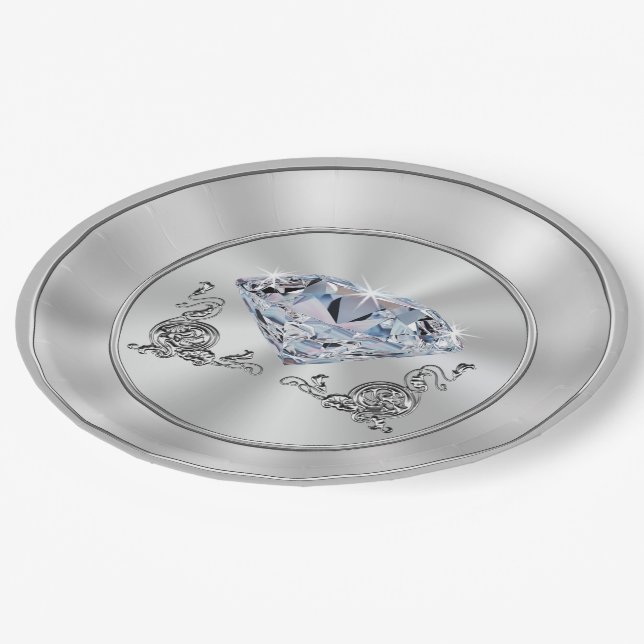Beautiful Diamond Paper Plates Diamond Party Theme (Angled)