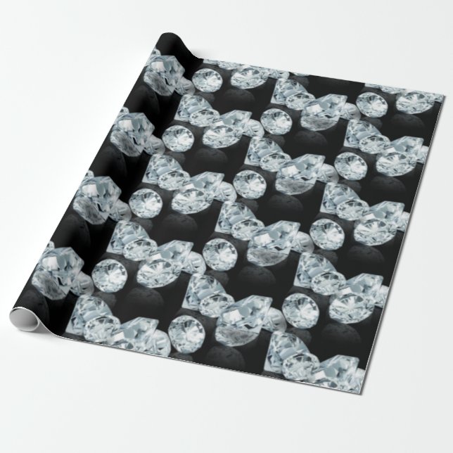 Beautiful diamonds black glam gift wrapping paper (Unrolled)