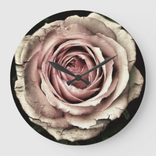 Beautiful Distressed Look Pale Pink Rose Clock