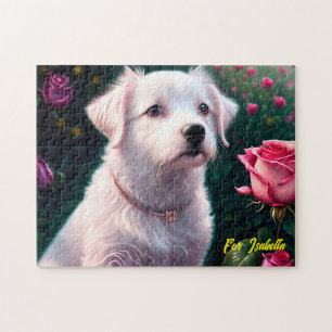 Beautiful Dog And Rose Collection Jigsaw Puzzle