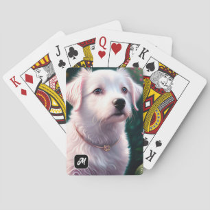 Beautiful Dog And Rose Collection Playing Cards