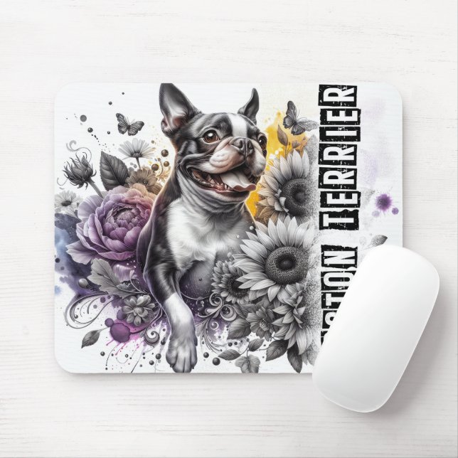 Beautiful Dog Breeds/Boston Terrier Dog Mouse Pad (With Mouse)