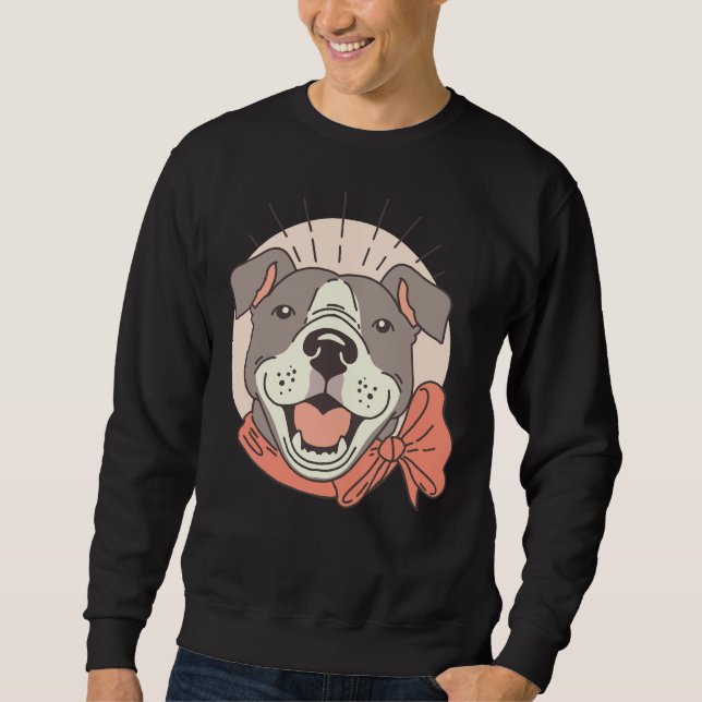 Beautiful Dog Deisgn Cute Happy Pitbull Sweatshirt (Front)