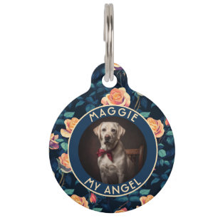 Beautiful Dog Mum Gift Rose Motif Pet Tag