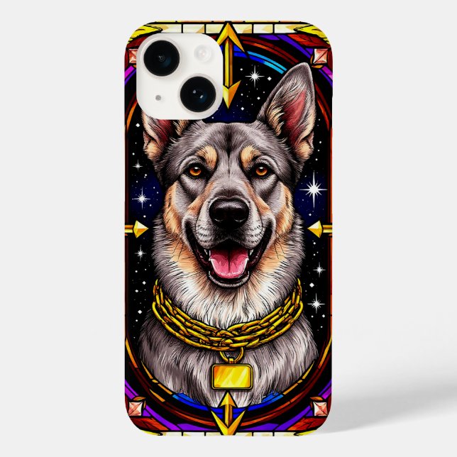 Beautiful Dog Portrait in Stained Glass Artwork Case-Mate iPhone Case (Back)