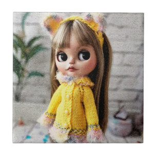 Beautiful doll Blythe big eyes fashion stylish fun Tile