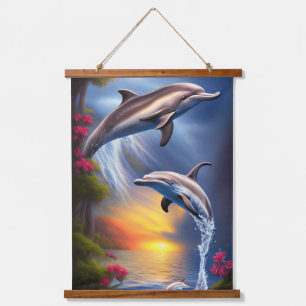 Beautiful Dolphin Duo In Paradise Hanging Tapestry