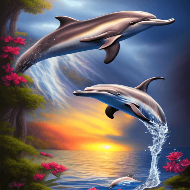 Beautiful Dolphin Duo In Paradise Poster (Creator Uploaded)