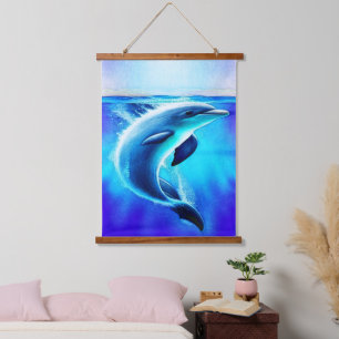 Beautiful Dolphin in Ocean Art Hanging Tapestry
