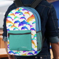 Beautiful Dolphins in Rainbow with Name School