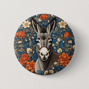Beautiful Donkey Face Elegant Floral 6 Cm Round Badge