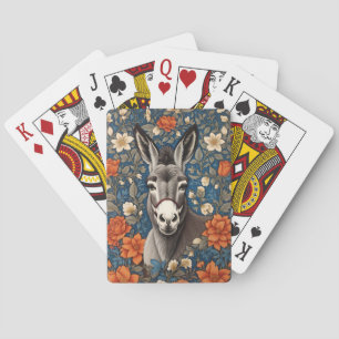Beautiful Donkey Face Elegant Floral Playing Cards
