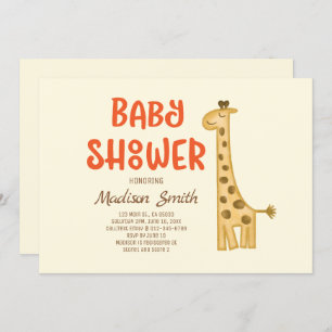 Beautiful Doodle Watercolor Giraffe Baby Shower Invitation