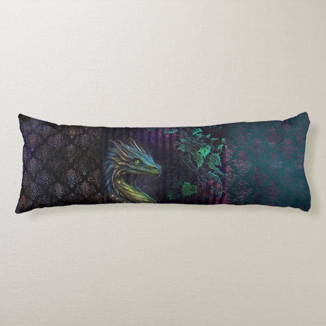 Beautiful double-sided damast and dragon custom  body cushion (Front)