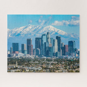 Beautiful Downtown Los Angeles with Snow Capped Mt Jigsaw Puzzle