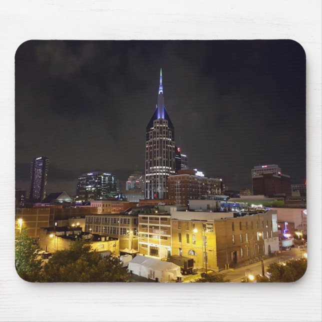 Beautiful Downtown Nashville Tennessee at Night Mouse Pad (Front)