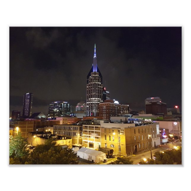 Beautiful Downtown Nashville Tennessee at Night Photo Print (Front)