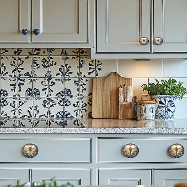 Beautiful Dragonfly Pink Pearls Turquoise Gems Ceramic Knob (Creator Uploaded)