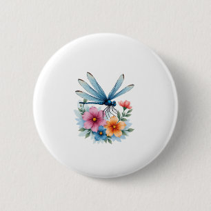 Beautiful Dragonfly Watercolor Art Insect Lover Ea 6 Cm Round Badge