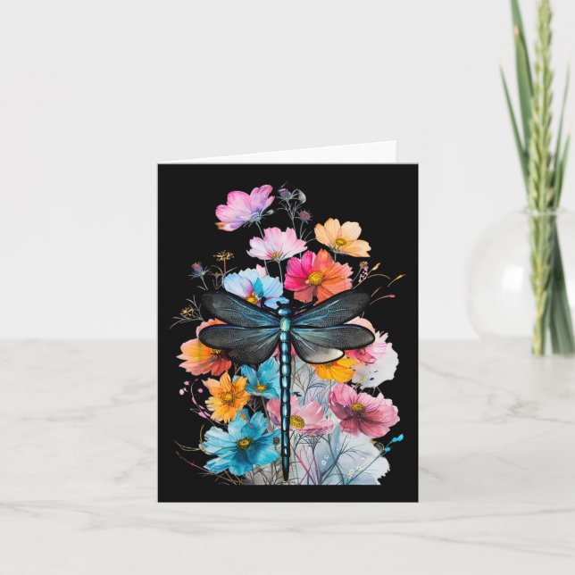 Beautiful Dragonfly Watercolor Art Insect Lover Ea Card (Front)