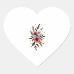 Beautiful Dragonfly Watercolor Art Insect Lover Ea Heart Sticker
