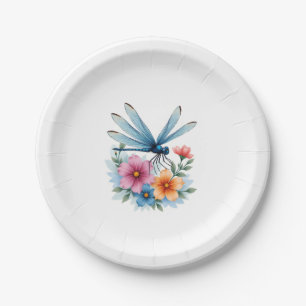 Beautiful Dragonfly Watercolor Art Insect Lover Ea Paper Plate