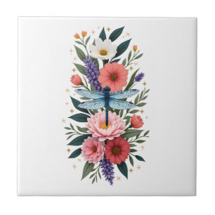 Beautiful Dragonfly Watercolor Art Insect Lover Ea Tile