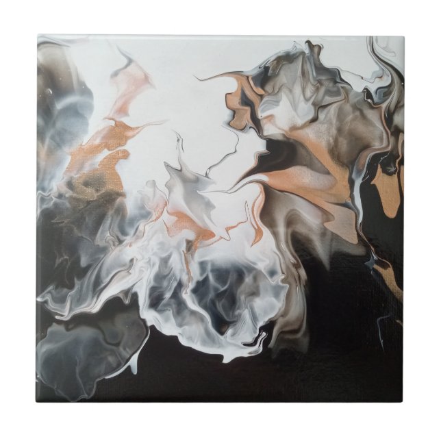 Beautiful, dramatic, black/gold abstract art  tile (Front)
