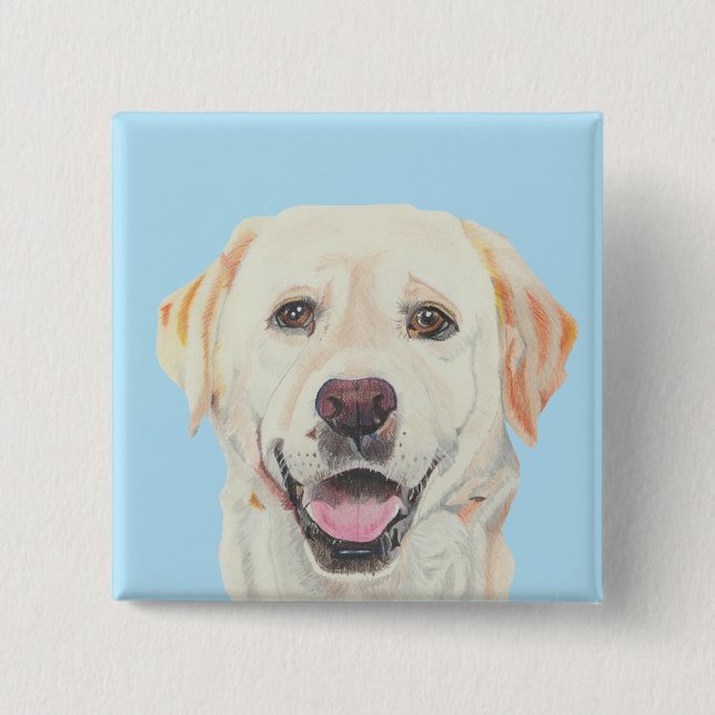 Beautiful Drawing Yellow Lab Button (Front)