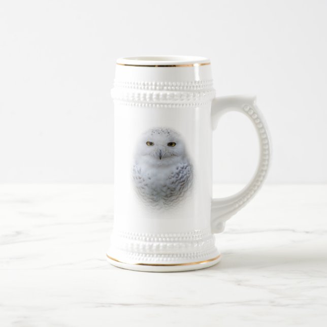 Beautiful, Dreamy and Serene Snowy Owl Beer Stein (Right)