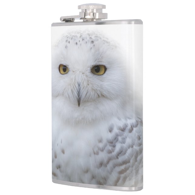 Beautiful, Dreamy and Serene Snowy Owl Hip Flask (Left)