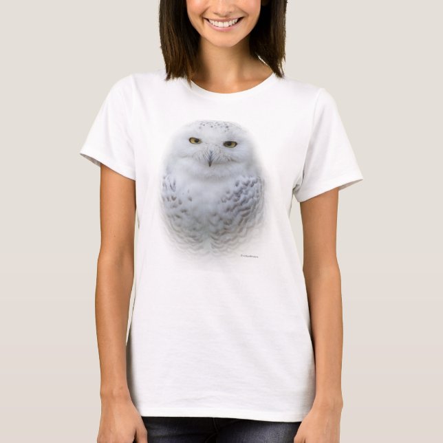 Beautiful, Dreamy and Serene Snowy Owl T-Shirt (Front)