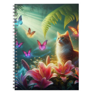 Beautiful dreamy butterflies & Cat Notebook