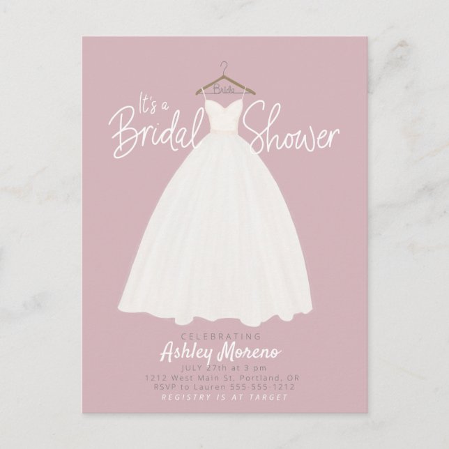 Beautiful dress Bridal shower customisable colour  Postcard (Front)