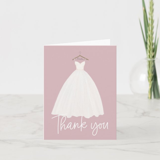 Beautiful dress Bridal shower customisable colour Thank You Card (Front)
