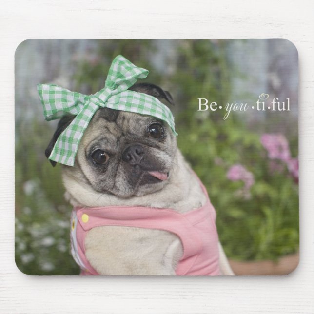 Beautiful dressed up Chinese pug image Mouse Pad (Front)