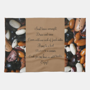 Beautiful dry beans, home cooking recipe tea towel
