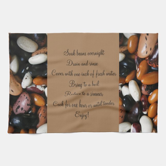 Beautiful dry beans, home cooking recipe tea towel (Horizontal)
