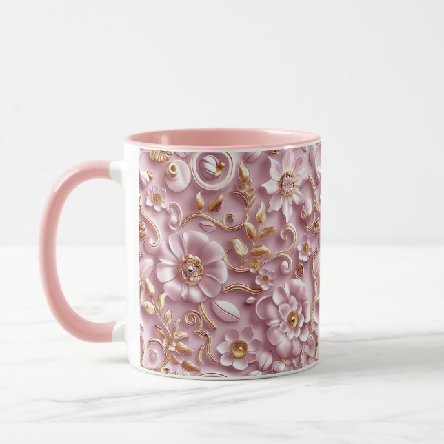 Beautiful Dusty Pink Floral  Mug (Left)