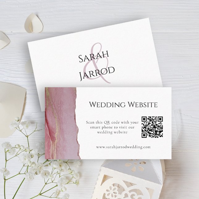 Beautiful Dusty Pink QR Wedding Website Card (Creator Uploaded)