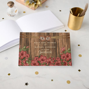 Beautiful Dusty Rose Flowers on Wood - Guestbook