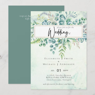Beautiful Dusty Sage Eucalyptus Greenery Invite
