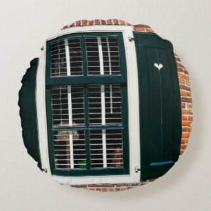 Beautiful dutch traditional houses. Brick wall wit Round Cushion
