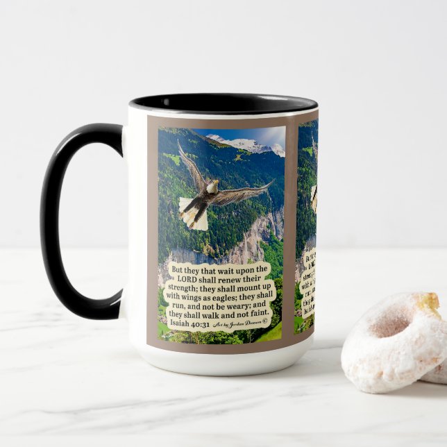Beautiful Eagle Scripture Isaiah 40:31  Mug (With Donut)