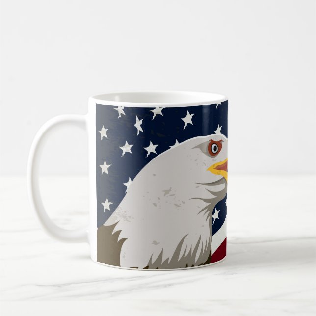 Beautiful Eagle & USA Flag Coffee Mug (Left)