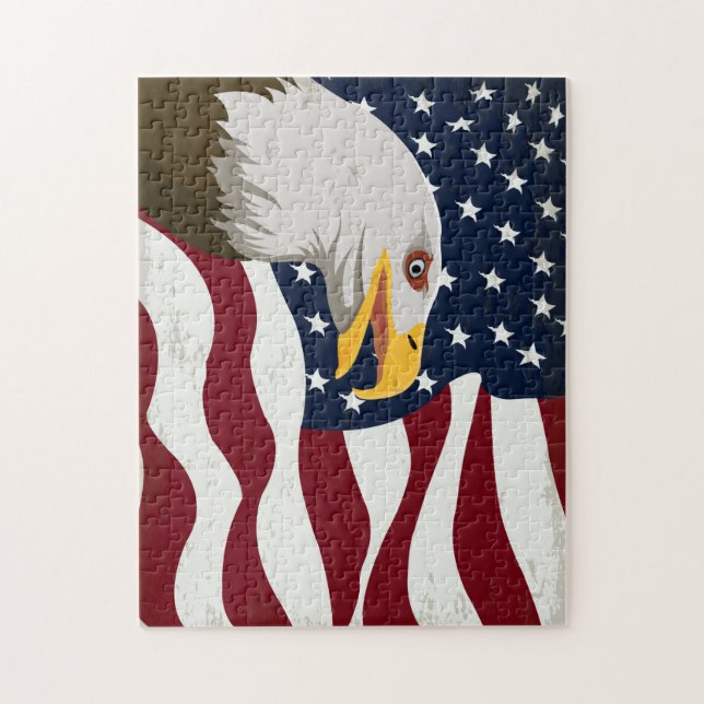 Beautiful Eagle & USA Flag Jigsaw Puzzle (Vertical)