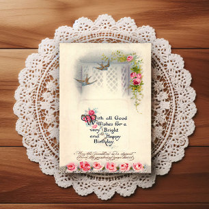 Beautiful Early 1900's Vintage Birthday Greeting Postcard